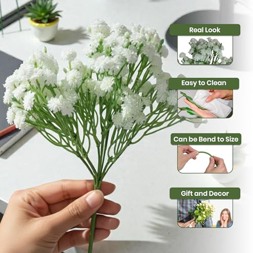Image of Art Street Baby Breath White Artificial Flowers Gypsophila Bouquets Flowers, New Year Mothers Day Gifting, Faux Flowers for Vases | Decoration Items for Living Room| Set of 3 (Size: 14 Inch)