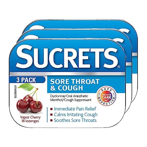 Sucrets Lozenges, Sore Throat & Cough Vapor Cherry, 18 ct (Pack of 3) Cover
