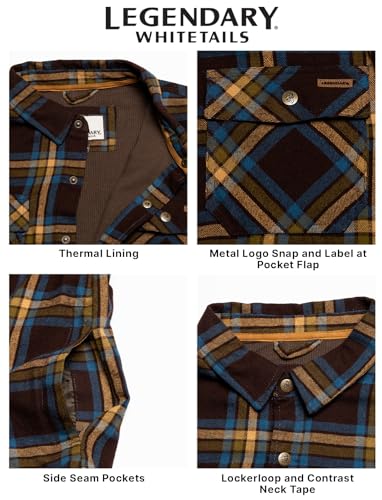 Image of Legendary Whitetails Mens Thermal Lined Shirt Jacket Plaid Flannel Polyfill Insulated Shacket
