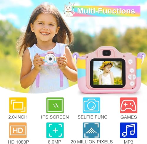 Image of MAVOKIS Kids Camera Digital Camera for Age 3-8, 1080P Toddler Camera for Kid with 32GB SD Card, Toddler Girls Toys Age 6-9, Christmas Birthday Gifts for Children, Purple (Kids cam Pink)