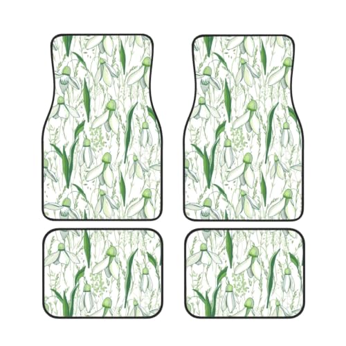Alfombrillas de neopreno con diseño de campanilla de invierno juego de 4 piezas antideslizantes