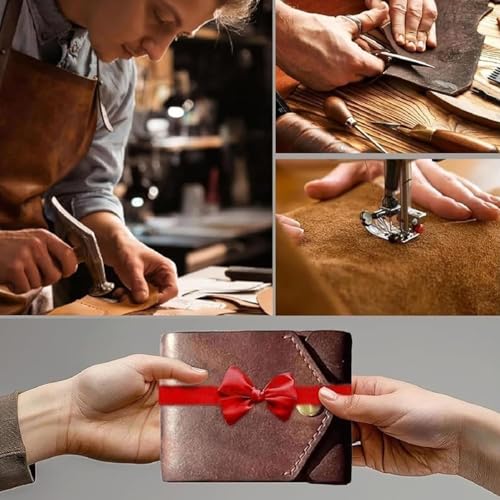 Vintage Handmade Leather Wallet, For Cash Business Card Holder, Built-In Pen Slot (Wallet+pen, 2PC)4