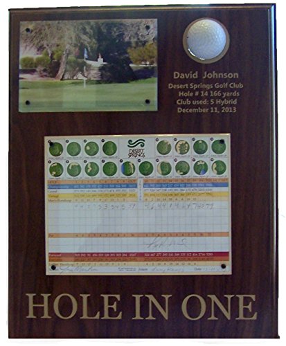 personalizedoutlet.net Hole in One Plaque, Solid Walnut Wood with Scorecard and Photo of Hole 12” X 15”