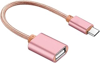 Hemobllo Adapters USB 2.0 Female Adapter Cable Converter 0.6ft USB-C Male USB 2.0 Female Adapter Cord Data Sync Transfer (Rose Gold) USB to