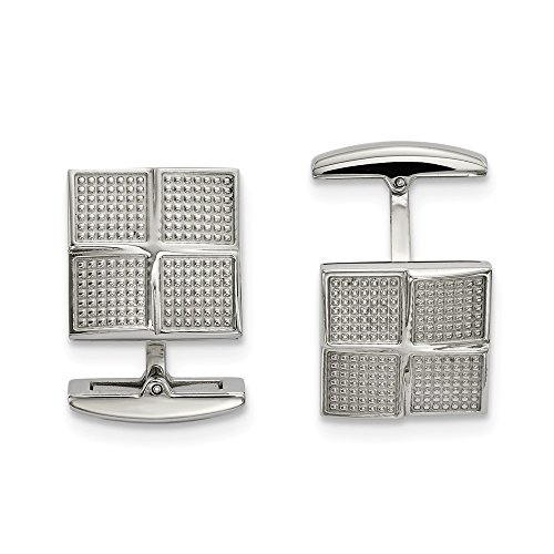 Mancuernillas cuadradas texturizadas de acero inoxidable para hombre miniatura 1