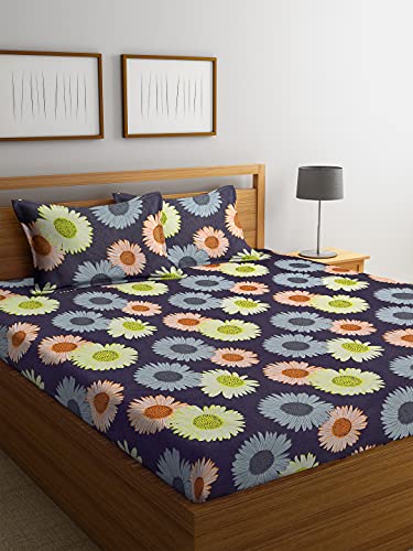 Home Sizzler 144 TC Microfibre Sunflower's Double Bedsheet with 2 King Size Pillow Covers