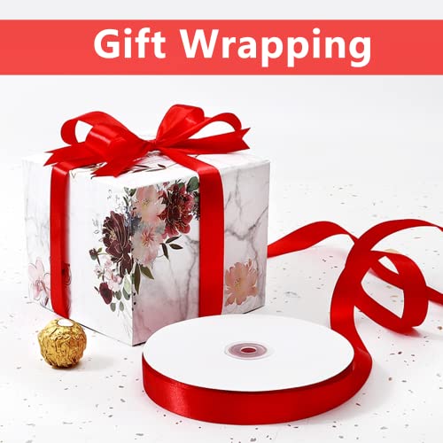 5/8" Wide X 100 Yards Single Face Polyester Satin Ribbon, Satin Ribbon For Crafts, Gift, Hair Bows, Wedding Party Decoration, Bow Making & Other Projects (Red) #TOP1