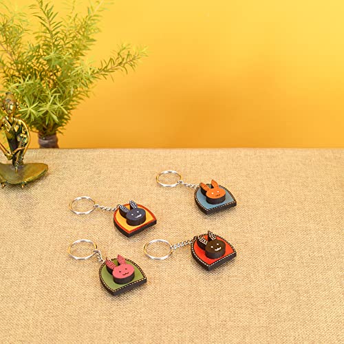 Image of AAKRITI ART CREATIONS Handcrafted Key Ring for Men & Women - Wooden, Leather & Artistic Keychain with Clip or Bottle Opener, Stylish Key Holder Accessory