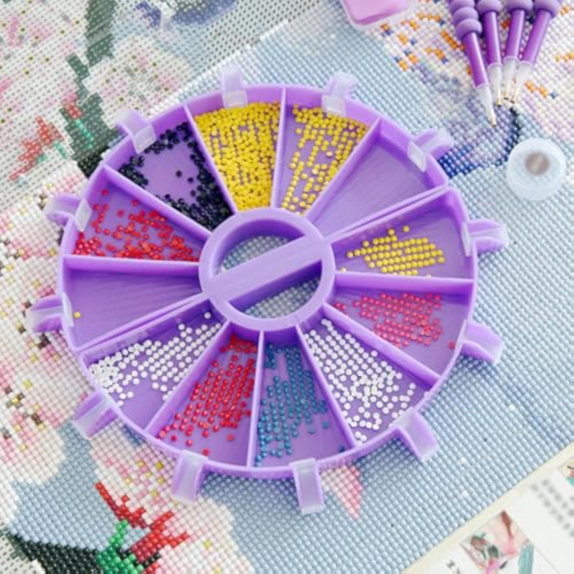 DIY Crystal Painting Tray Rhinestone Sorting Tray, Purple