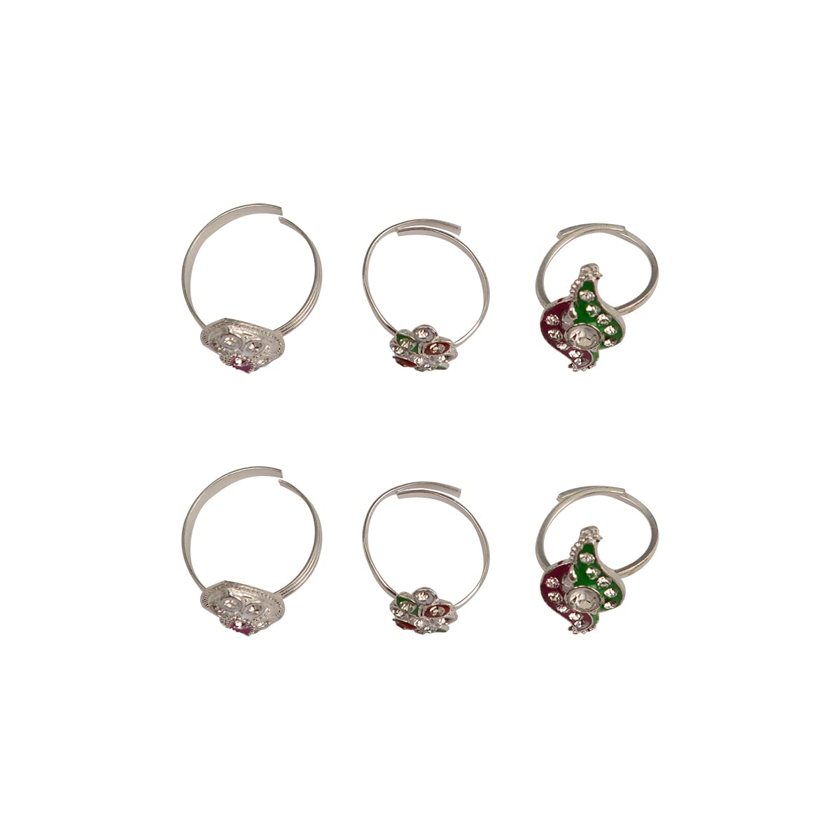 Set of 3 Pairs Toe Rings - Traditional Style