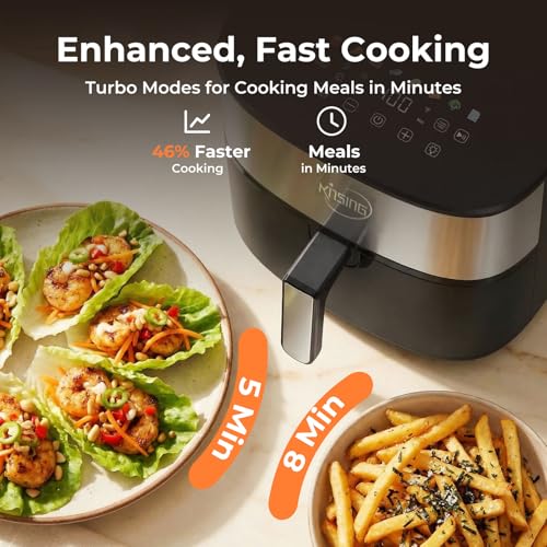 Image of Air Fryer 8 in 1, XL 8.5 QT Large Airfryer with View Windows,MAX 400℉ for Crispy, 85% Less Oil, Fast Roast, Preheat, Shake, Bake, Non-Stick Basket for Easy Clean, With Professional Recipes