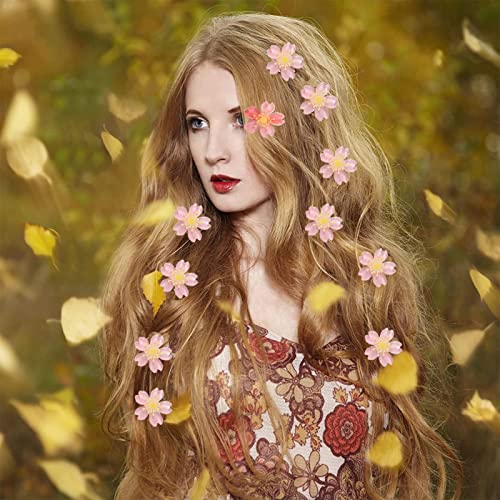 7 Pieces Sakura Flower Hair Claw Clips Crystal Hair Pins Alligator Clip Cute Head Piece Pink Hair Accessories Strong Hold No Slip Hair Barrettes For Thick Thin Long Hair For Women And Girls (Sakura-Pink) #TOP2