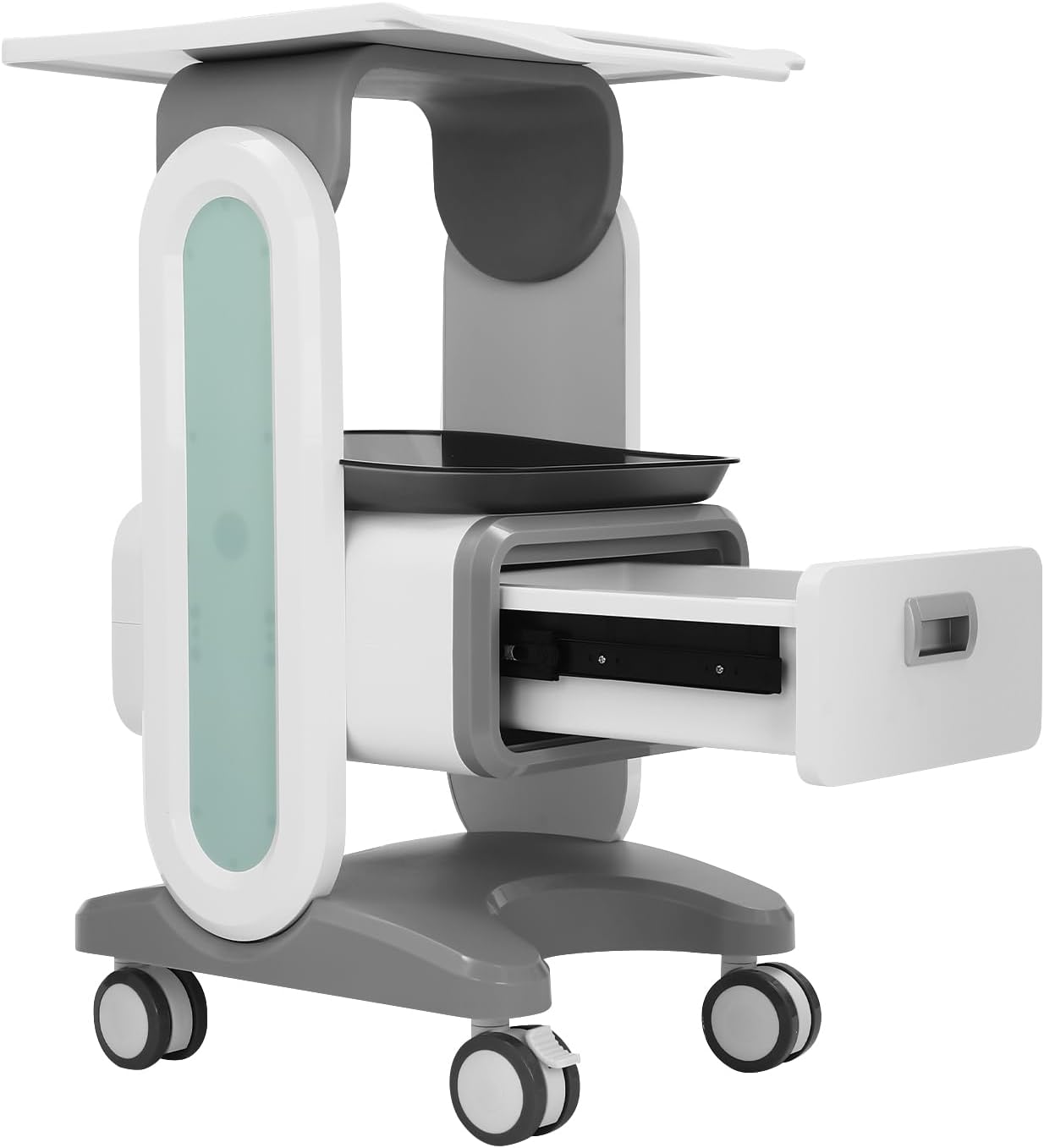 Professional Medical Trolley, 2 Trays and 1 Drawer Meal Ultrasonic Cart with 4 Universal Wheels, Large Capacity Salon & Beauty Storage Stand,Utility Cart for Home, Bedroom, Salon, Dentist, Clinic,Etc