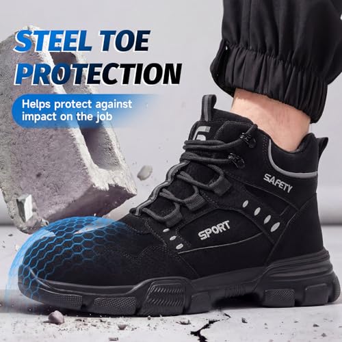 Image of Steel Toe Boots for Men Puncture Resistant Work Utility Safety Shoes