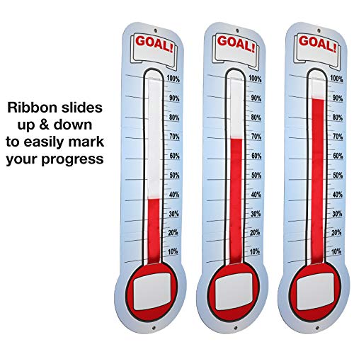 Global Printed Products Fundraising Thermometer Chart Goal Tracker | Dry Erase Goal Setting Wall Mounted Thermometer | Giant Sales Goal Board with Pull-Through Ribbon Progress Tracker (46" x 12") 3 Global Printed Products Fundraising Thermometer Chart Goal Tracker | Dry Erase Goal Setting Wall Mounted Thermometer | Giant Sales Goal Board with Pull-Through Ribbon Progress Tracker (46" x 12")