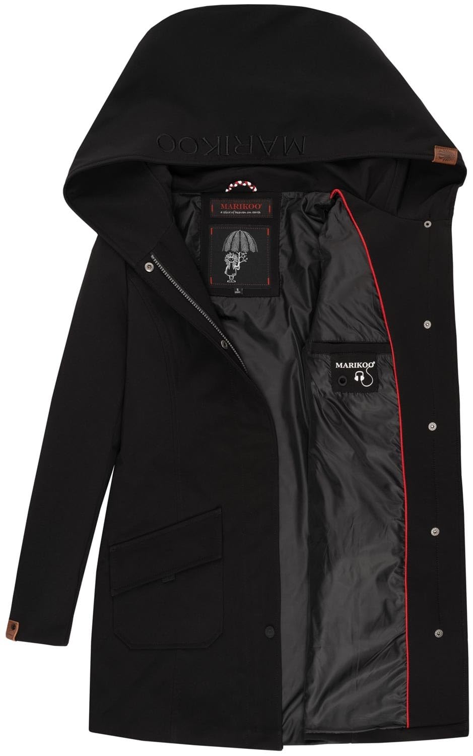 MARIKOO B856 Veste softshell pour femme - Imperméable - Longue - Pour l'extérieur