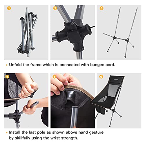 Kingcamp 2 Pack Lightweight High Back Camping Chair Compact Folding Backpacking Chair With Headrest & Side Pocket & Carry Bag, Heavy Duty 330Lbs, Only 3.2 Lbs For Traveling, Picnic, Fishing #TOP4