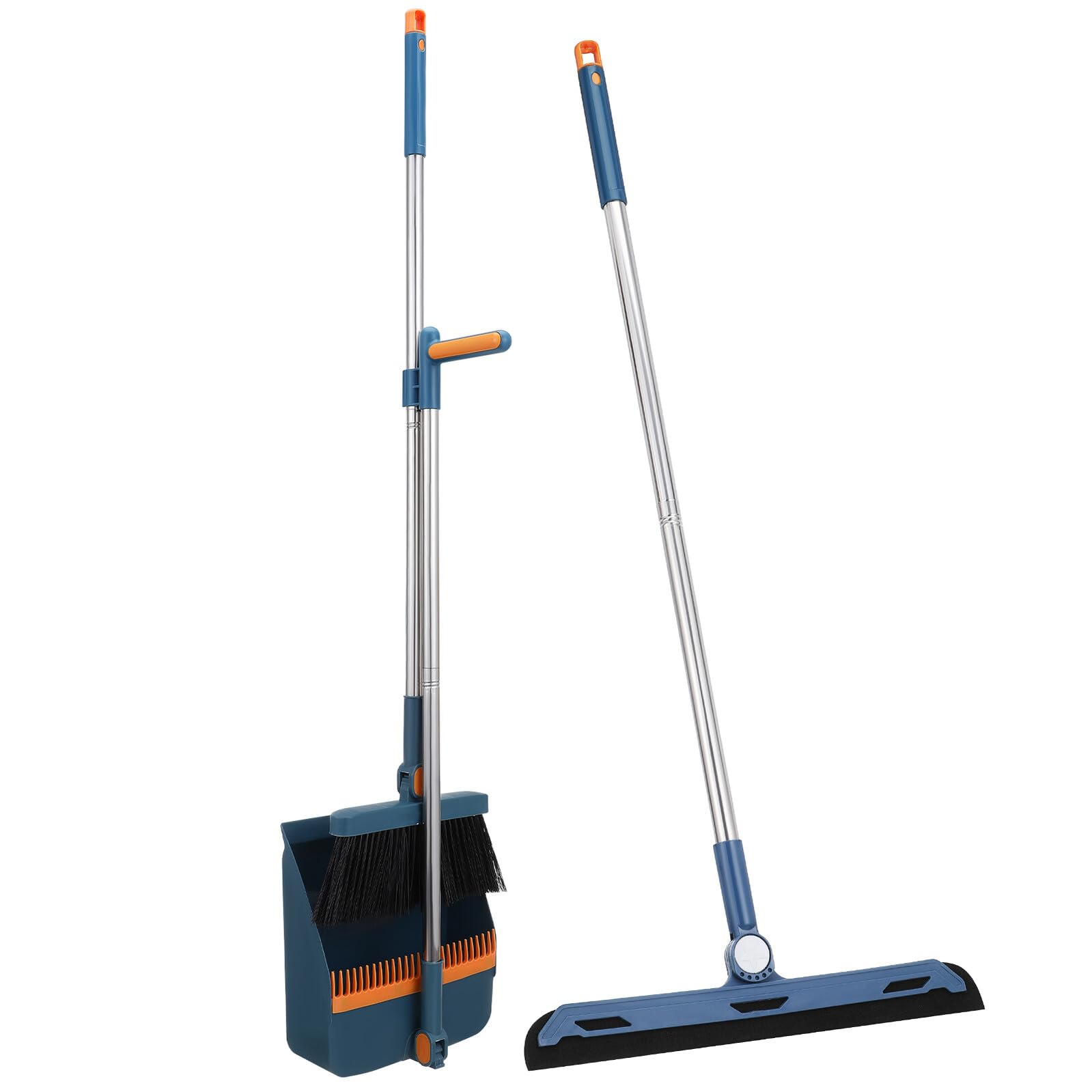 Klappbares Besen und Kehrschaufel Set mit Drehbarem Besen Platzsparend und Robust Effektive Reinigung für Haushalt Küche und Schwer Zugängliche Ecken Langlebiges Set in Blau