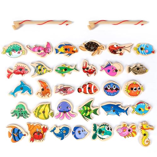 ZXJLWR Angelspiel Ab 2 Jahre, 31 Stück Angelspiel Und Zwei Angelruten, 2...