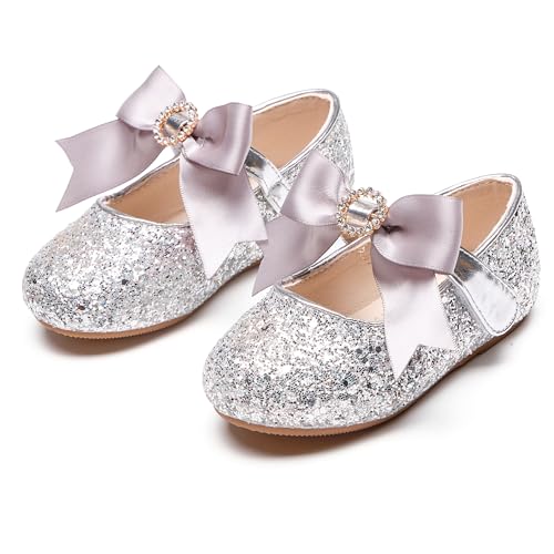 Image of PHIRAMIN Toddler Flower Girl Dress Shoes - Little Girl Mary Janes Flats Wedding