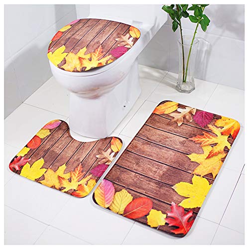 Haodasi 3 Teiliges Badematten Set - WC Deckel Abdeckung Set Anti Slip Super saugfähigen 3D Blumenmuster Home Dekoration – Bild 6