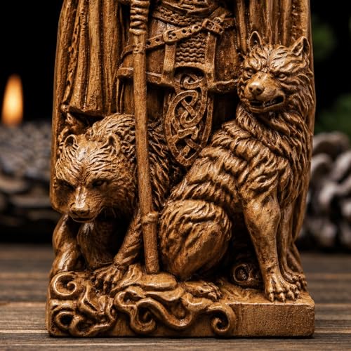 Estatua de Odín en madera, escultura nórdica decorativa miniatura 3