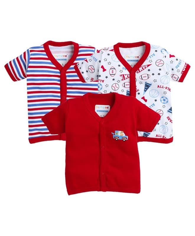 Baby Cotton Front Open Half Sleeves Top Half Sleeve Jhabala,Regular Fit T-Shirt,Multicolor Print Pack of 3-image-27