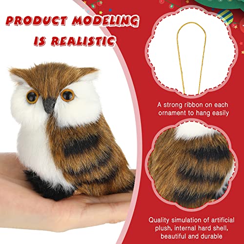 10 Pieces Plush Animal Christmas Ornaments Woodland Faux Fur Animal Ornaments Plush Animal Hanging Ornaments For Christmas Tree Keychain Backpack Hanging Home Party Decoration (Owls) #TOP2