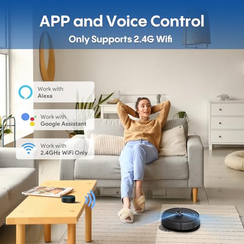 Image of Robot Vacuum and Mop with Mapping, Robotic Vacuums Cleaner with 6000Pa Super Power, WiFi /App /Alexa /Remote Control, Automatic Self-Recharging, 2.4G for Pet Hair,Hard Floor,Carpet