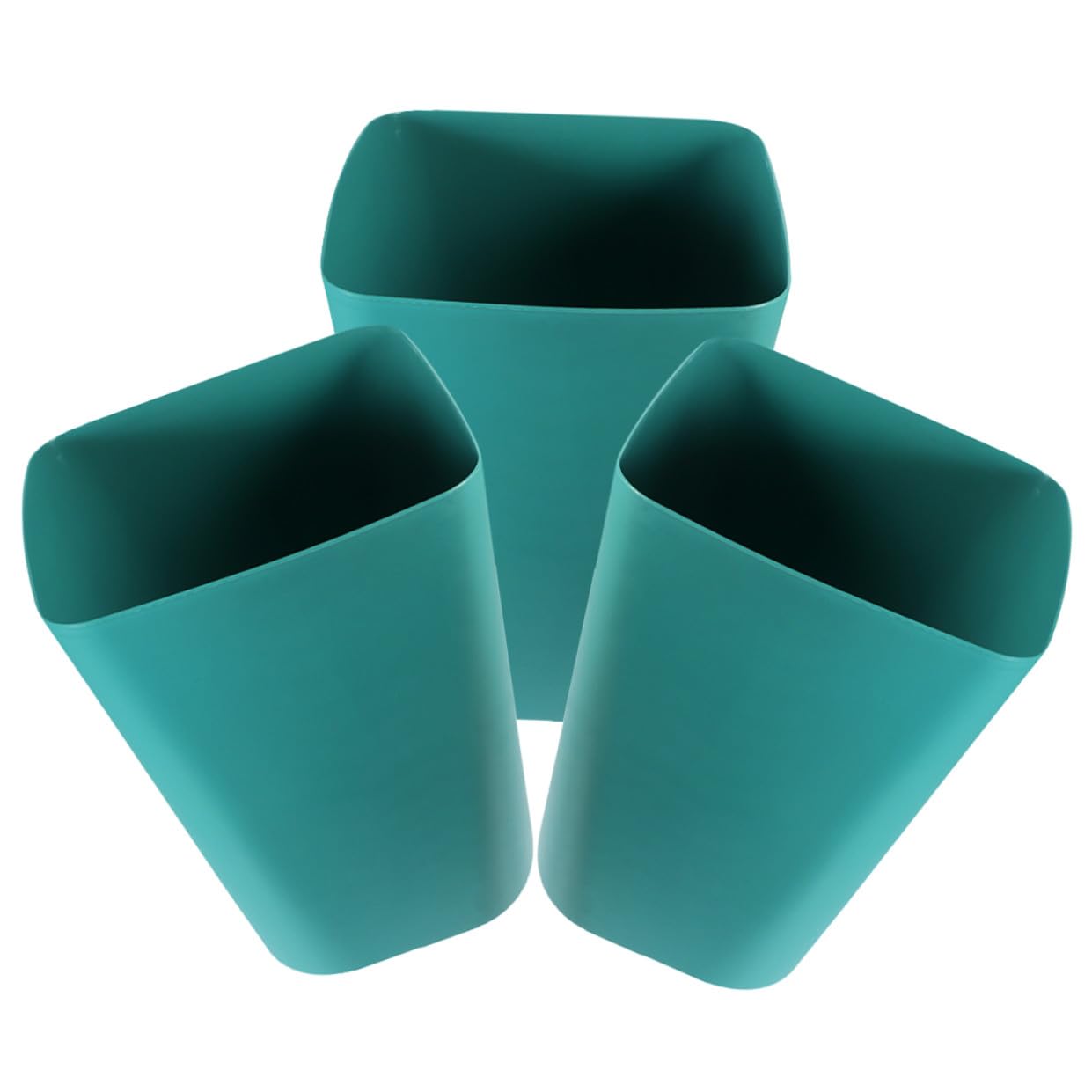 3Pcs Small Outdoor Trash Can Wastebasket Bin Plastic Blue Square Open Top Garbage Bin for Bathroom Office Hotel Storage and Organization