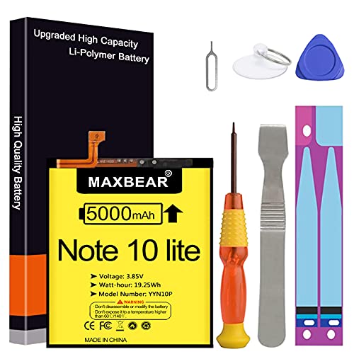 Image of MAXBEAR Galaxy Note 10 Lite Battery, (Upgraded) 5000mAh 3.85V Li-Polymer Replacement Battery EB-BN770ABY for Samsung Galaxy Note 10 Lite SM-N770F N770F /DS with Repair Tool Kit