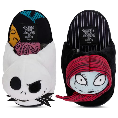 Disney Ladies Nightmare Before Christmas Slippers - Ladies Classic Jack Skellington Slip On 3D Plush Slippers Slip On Slides Shoes2