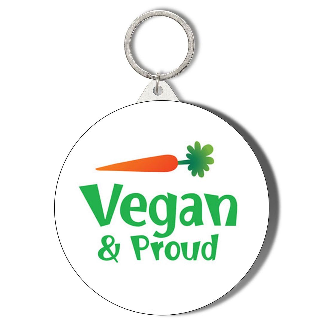 Gift Insanity White Vegan And Proud Background Carrot Top 45Mm Short Chain Mirror Keyring