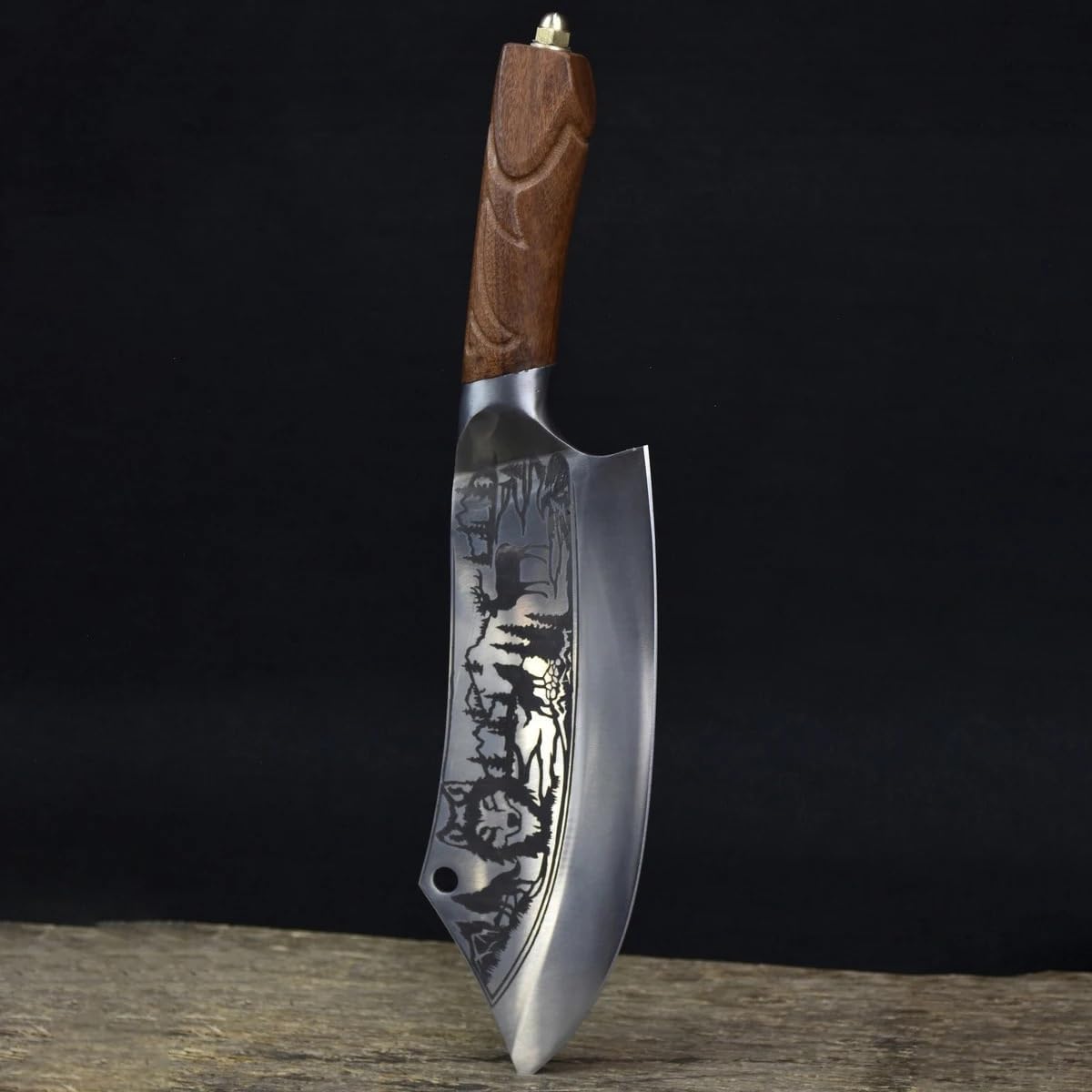 Meat Cleaver,Cleaver Knife 8 Inch Slicing Knife Wood Handle Wolf Veins Chef Cleaver Nakiri Handmade Forged Longquan Kitchen Knives For Cutting Vegetables And Meat, LAMAJIGA5844