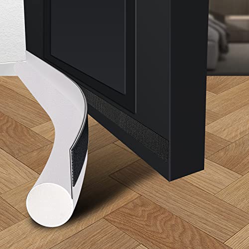 Taekooki Calfeutrer Bas de Porte, Coupe Vent Porte, Bande D'Etanchéité en Silicone Souple, Anti Froid Bas de Porte Unilatéral, avec Joint Auto-Adhésif, pour Les Portes et Les fenêtres, Blanc Cover
