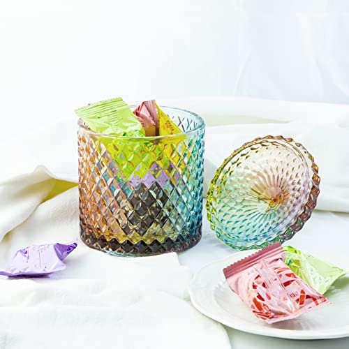Rainie Love Home Basic Food Storage Organization Set-Rainbow Crystal Diamond Faceted Jar with Crystal Lid,Suitable as A Candy Dish,Cookie Tin,Biscuit Barrel,Decorative Candy Jar-16 OZ-Large - Thumbnail 6