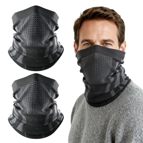 SEFIRST 2 Pcs Cache Cou Homme, Tour de Cou, Respirant Masque Moto Femme Hiver Coupe-Vent Cache Nez Ski Balaclava Multifonctionnelle Foulard Tour de Coup...