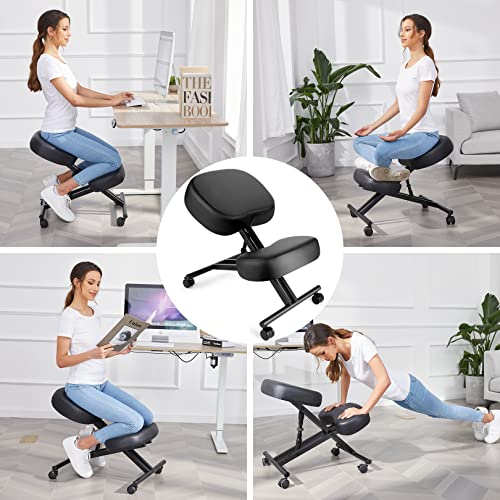 Image of Ergonomic Kneeling Chair, Height Adjustable Office Chair with an Angled Seat and Casters for Home, Meditation Chair