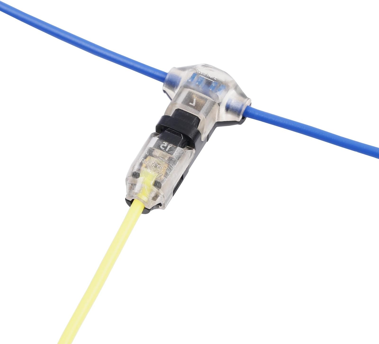 Brightfour T Tap Wire Connectors for 16-20 AWG Wires, No Wire Stripping Low Voltage Wire Splice Connectors, Solderless 3 Way 1 Pin 12 Pack