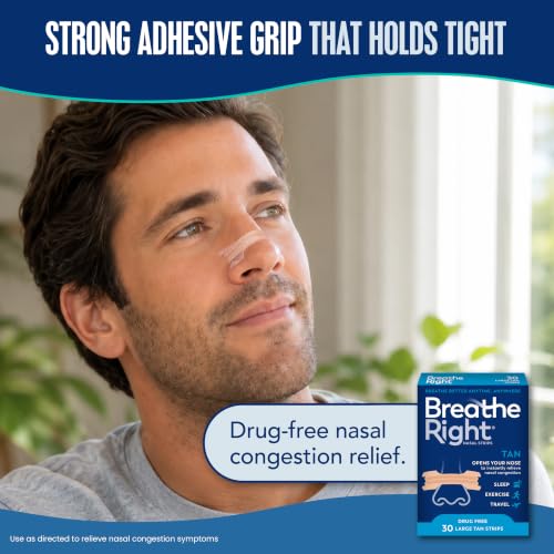 Breathe Right Nasal Strips, Relieves Nasal Congestion, Large, Tan, 30 ct - image 8