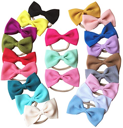 Qandsweet Baby Girl's Headbands and Bows Hair Accessories (Bow Tie 21Pcs)