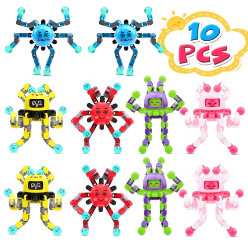 Transformable Fidget Spinner Toys for Kids and Adults,10 PCS Finger Sensory Toy for Teens with Autism ADHD Anxiety Relief,Birthdays Gifts Party Favors for Boys Girl Travel Stocking Stuffers