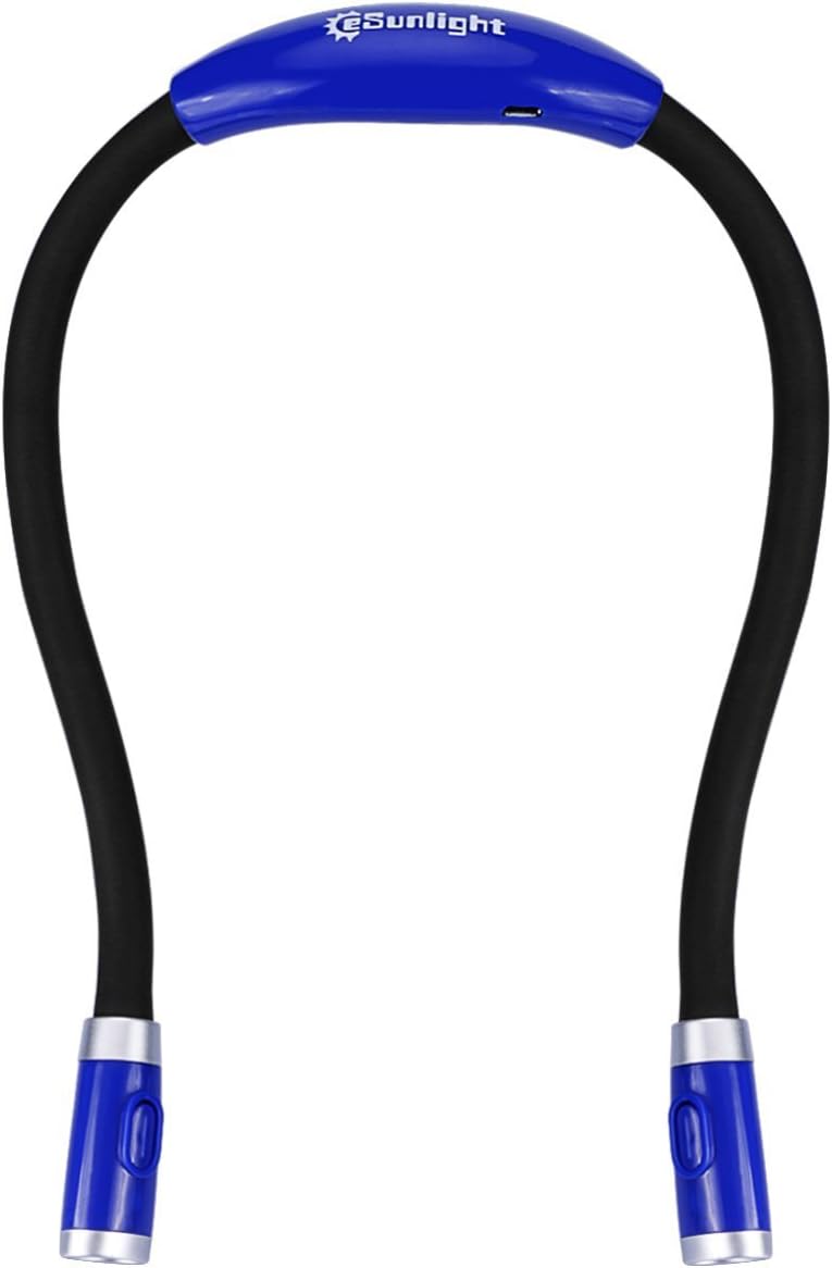 CeSunlight Rechargeable Neck LED Book Light, Hands Free, Best for Bed Reading or Read in Car, Flexible Arm, 4 Super Bright LED Bulbs, 4-Level Light Control