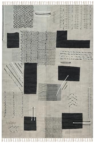Tapis kilim géométrique gris et noir pour une chambre à coucher design - 2