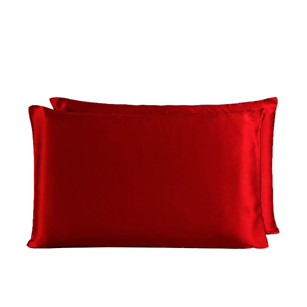 Lsharon Wine Silk 100% 19 Momme Mulberry Silk Pillowcase Facial Beauty Housewife Pillowcase Both Side 51X76cm (Wine)