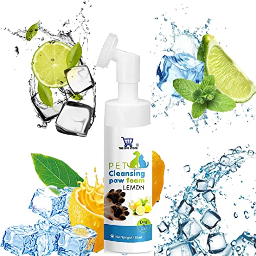 The DDS Store Pet Foot Cleaning Foam, Paw Cleaner Massage Brush Care Supplies No Washing Waterless for Dogs Cats Feet Cleaning 150 ml (Lemon)