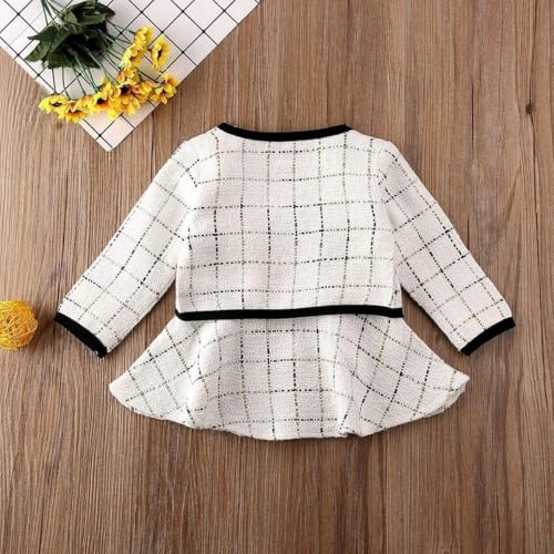 Toddler Kids Baby Girls Plaid Skirt Set Cardigan Jacket Coat + Tutu Dress Set Long Sleeve Outfits Fall Outfit Set3