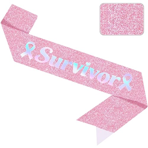 Vuzvuv Pink Cancer Survivor Sash Breast Cancer Awareness Decorations For Woman Cancer Walks Runs Fundraisers or Pink Ribbon Walk