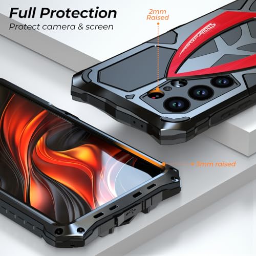 Image of Lunivop for Samsung Galaxy S26 Ultra Case 6.9 '' Metal Hard Phone Case Cover Case para Screw with Camera Protection Heavy Duty metalicas Military Grade Black Red