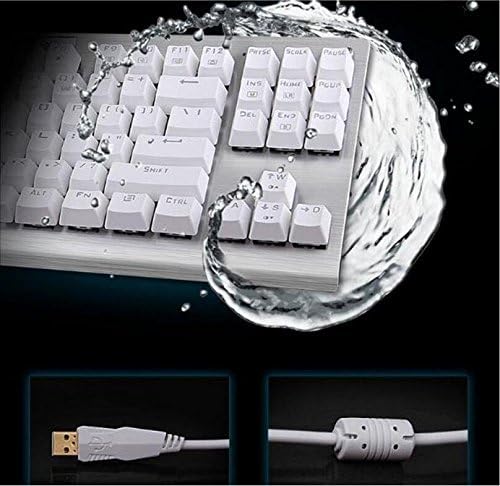 HUO JI RGB Mechanical Gaming Keyboard, Z-77 Programable RGB Backlit, Blue Switches, 87 Keys Anti-Ghosting for Mac, PC, White
